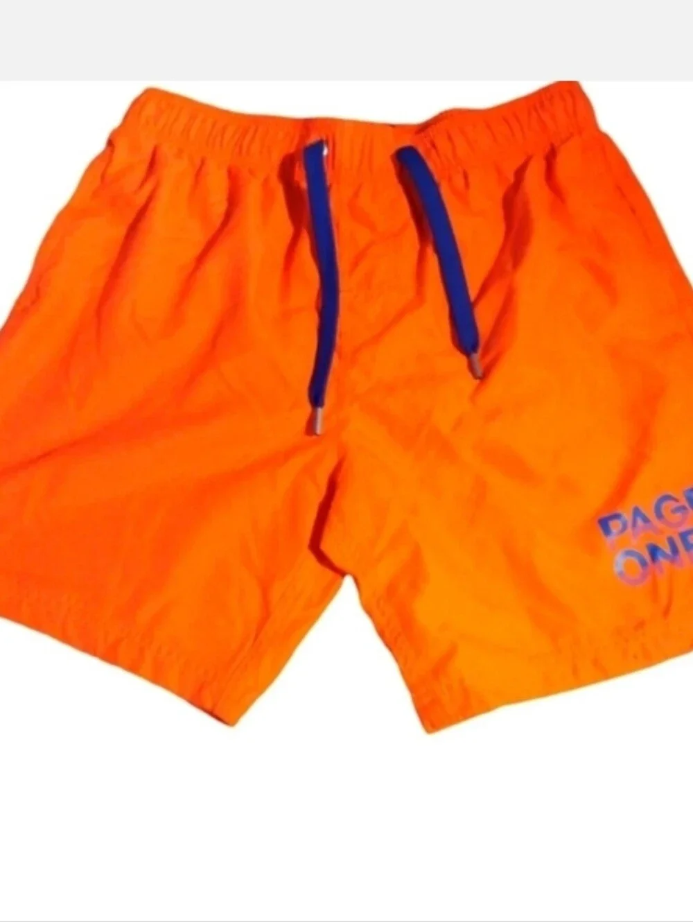 Page One Men's Drawstring Shorts in Neon Orange Size L